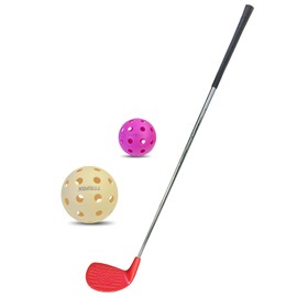 KOFULL Golf Club with Oversize Club Plastic Head for Golf Game with Buckets, Golf Set with Balls, Steel Shaft Club for Backyard Yard, for Adults Junior Family Outdoor, Hit Plastic Foam Balls