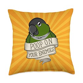 Parrot Poop On Your Enemies I Green Cheek Conure Throw Pillow