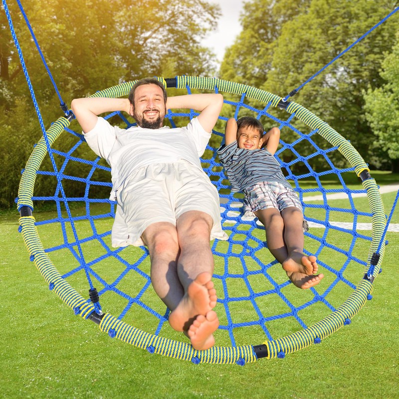 Trekassy 60" Large Spider Web Saucer Tree Swing for Kids