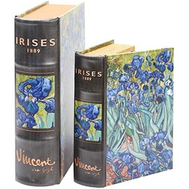 Enchanted World of Boxes Fine Art Nesting Book Boxes - Vincent Van Gogh Irises - Set of 2