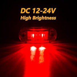 ALFU 10 Pack (5pcs Red+5pcs Amber) DC12-24V IP68 Waterproof LED Trailer Lights Kit Front Rear LED Side Marker Clearance Indicators Light for RV Camper Truck Van Caravan Boat
