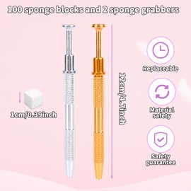 100pcs Soft Nail Sponges for Ombre, with 2pcs Metal Grabbing Pens Gradient Nail Art Tools for Professional Manicure and Home DIY Salon Charms Supplies