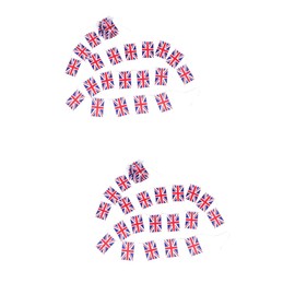 Housoutil 2pcs British Garden Banner Great Britain Flags on Uk Flags Banner Patriotic Bunting Garland Party Hanging Decor Uk Pennant Banners Mini Wreath Indoor U.k. Polyester Fan