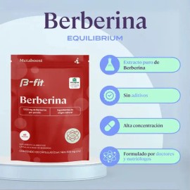 B-FIT B Berberina - 120 Cápsulas Veganas con 1000mg de Extracto de Berberina Puro - Berberis Aristata - Cúrcuma - Sin Azúcar, GMO y Gluten - Suplemento Alimenticio