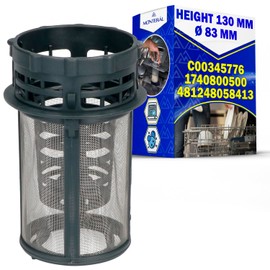 Dishwasher sieve filter diameter 83 mm with original code C00345776 for Indesit for Ariston 1740800500 for Beko for Blomberg 481248058413 for Whirlpool for Bauknecht dishwashers MONTERAL
