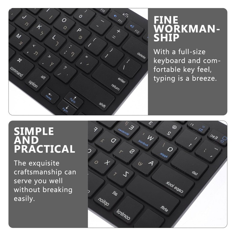 Hebrew Keyboards, Black Keyboards Silent Wireless Ultra-Thin Multimedia Full-Size Low