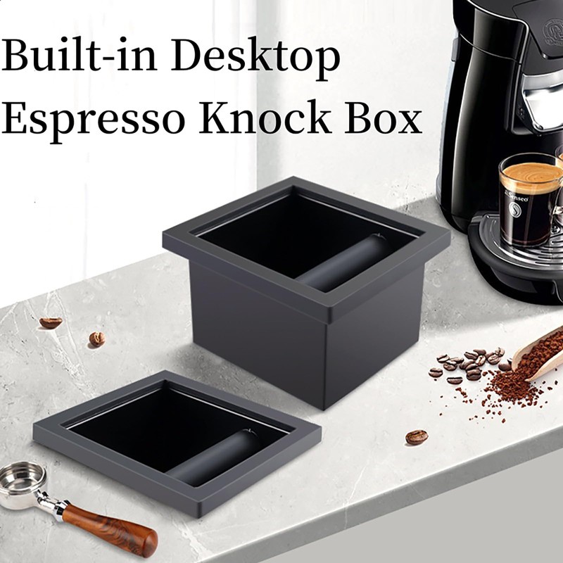 Espresso Knock Box Chute, Stainless Steel Built-in Desktop Coffee Knock