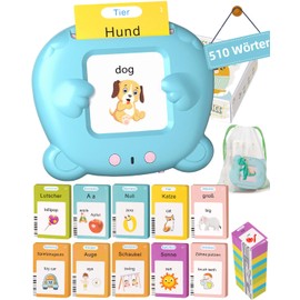 Winnrok 510 Words Talking Flashcards German 31 Theme, Language Promotion Vocabulary Friend Learning Flash Cards for Children, Montessori Toy from 2 3 Years, Children's Toy Easter Gifts Blue