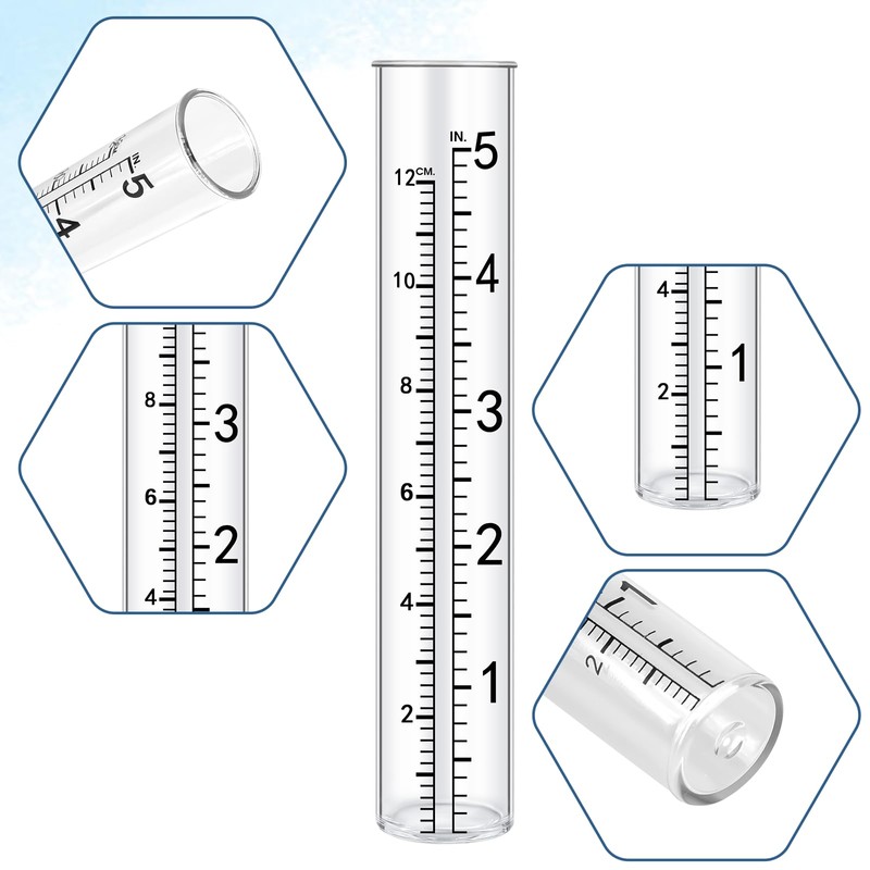 SynHHergyx 2 Pcs 5" Rain Gauge Replacement Tubes for Outdoor