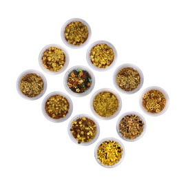 Baluue Chic Nail Sequins Art Stickers Set of Manicure Decorations Unique Golden Nail Accessories for Home and Salon Use