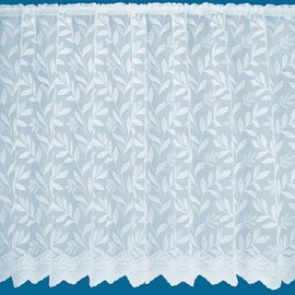 Autumn Trailing Leaf Pattern Net Curtains In White - Sold By The Metre (Drop: 122cm (48"))