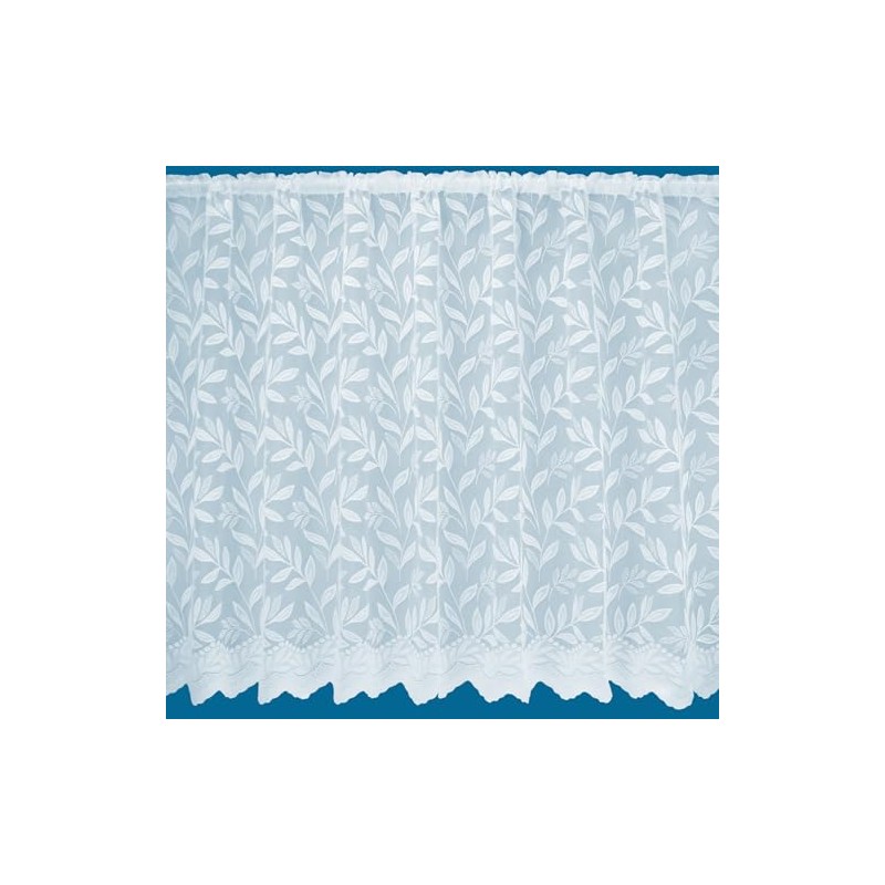 Autumn Trailing Leaf Pattern Net Curtains In White - Sold