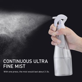 Lusiyi 10 oz Continuous Spray Bottle for Hair, Ultra-Fine Water Spray Bottle for Cleaning, Plants, Pets (Plastic, White, 300ml)