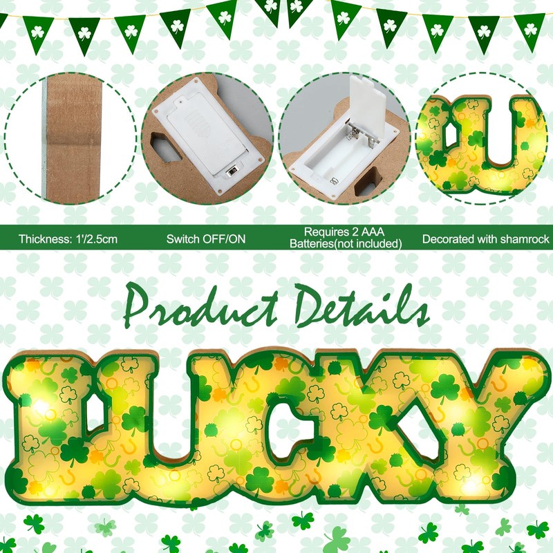 Saint Patrick's Day LED Marquee Sign, Battery Powered Letter