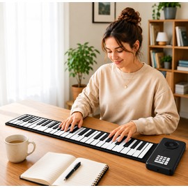 88-Key Roll Up Piano Keyboard for Home Practice – Portable Silicone Electronic Piano for Beginners