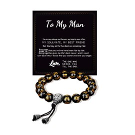 To My Man Bracelet Beaded Bracelets for Men Inspirational Gifts for Men Husband Anniversary Birthday Gifts from Wife