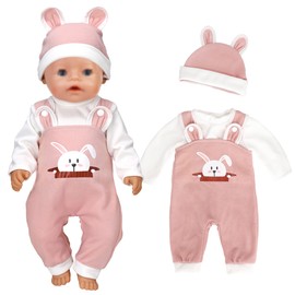ebuddy Cartoon Rabbit Style Baby Doll Clothes with Hat for 43 cm / 17 Inch Newborn Baby Dolls (Not a Doll)