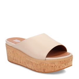 FitFlop FT5A20-090 Eloise Cork-WRAP Leather Wedge Slides Stone Beige US11