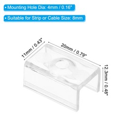 PATIKIL LED Strip Light Clips, Pack of 40 Mounting Brackets, Plastic Mounting Clips with Screws for 9.5 mm - 10 mm Neon RGB Light Cable Tape, Transparent