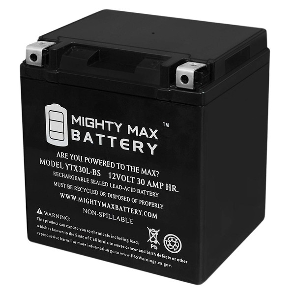 YTX30L-BS -12 Volt 30 AH, 385 CCA, Rechargeable Maintenance Free SLA AGM Motorcycle Battery
