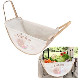 Kwak's Car Backseat Organiser - Portable Large Capacity Car Storage Bag and Multifunctional Storage Organiser, Reusable Handbag with Cords (Apricot Colour)