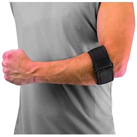 MUELLER Sports Medicine Tennis Elbow Brace With Gel Pad, Elbow Pain Relief Support Strap For Men And Women, For Tennis, Golf, Painting, Factory-Line Work, and More, Black, One Size