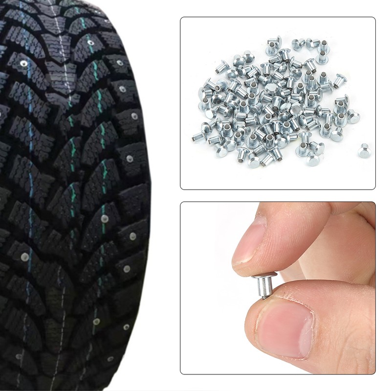 100Pcs 6.5mm 0.3in Wheel Tire Stud Screws Anti Slip Nails