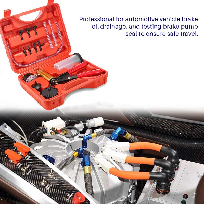 Beduan 16pcs Brake Bleeder Kit Hand Held Vacuum Pump Tester