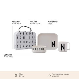 Design Letters Eat & Learn Tritan Suitcase | Children's Drinking Cup & Drinking Cup | Children's Plate, Children's Bowl | Tritan Tableware | Gifts for Back to School | N