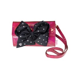 JoJo Siwa Iridescent Pink Shoulder Bag Clutch Bag & Black Rhinestone Hair Bow