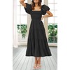 GOLDSTITCH Women's Smocked Maxi Dress Square Neck Ruffle Hem Puffy