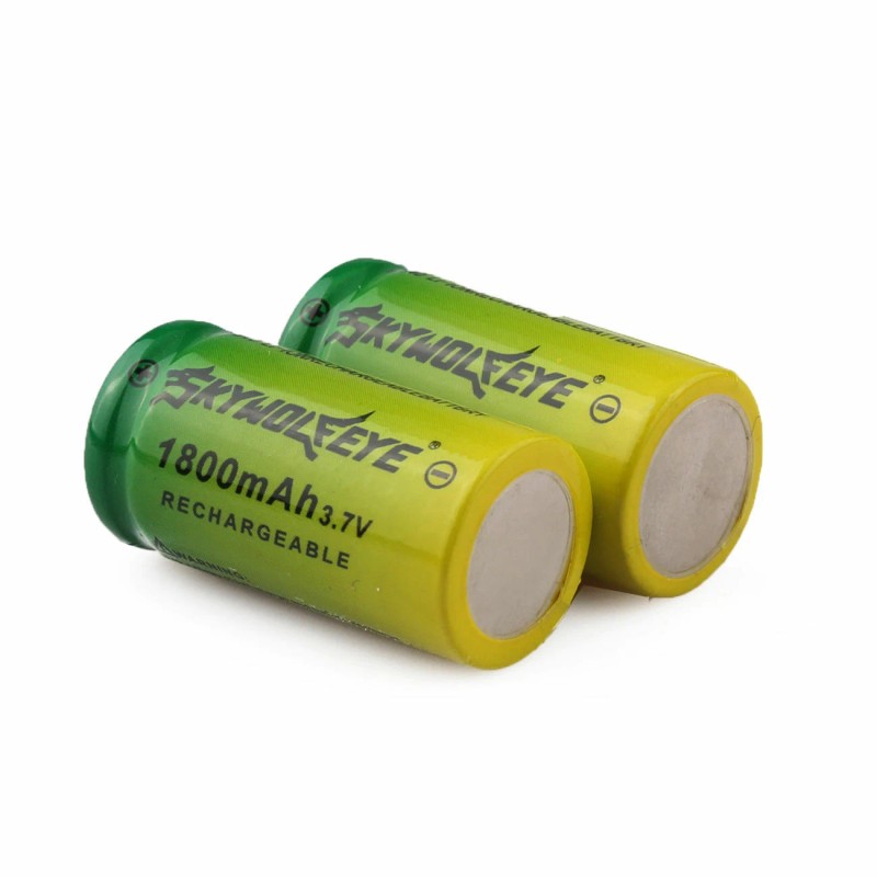 SKYWOLFEYE 2pcs SKYWOLFEYE 16340 RCR123A 3.7V 1800mAh Rechargeable Battery For