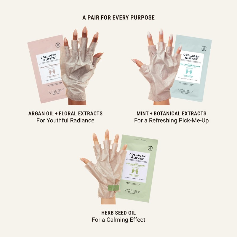 1Pair of Voesh New York Collagen Gloves with Argan Oil