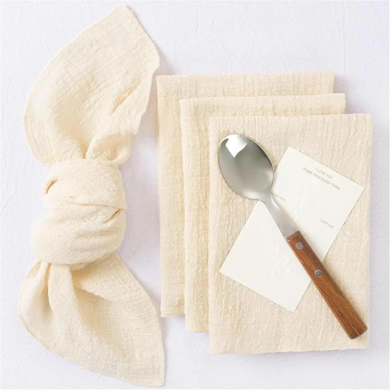 4 PCS Linen Napkins, Fabric Napkins with 4 PCS 3.5