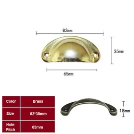 ACBBMNS 30pcs Shell Cup Handles Half Moon Vintage Cupboard Door Knobs Kitchen Cabinet Drawer Cupped Pulls Antique Shell Pulls with Screws (Brass Look)