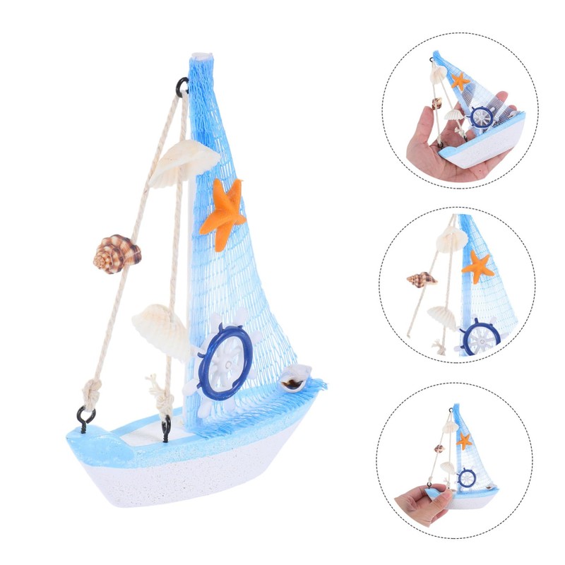 Gatuida Miniature Sailboat Model Decoration Nautical Themed Beach Decor for