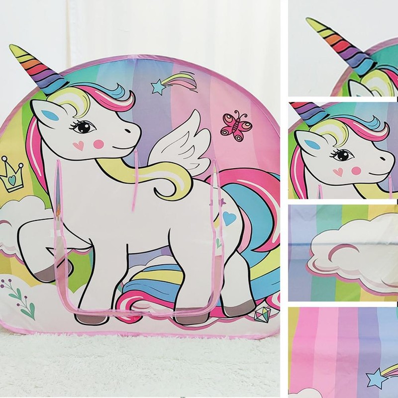 Kids Play Tent Automatically Open Foldable Into Carrying Bag Cartoon