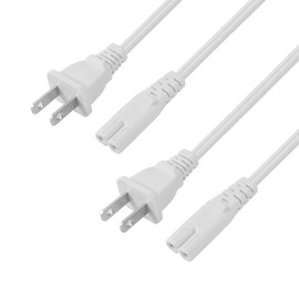 VSEER 2-Pack 2-Slot Non-Polarized UL Listed SPT2 18AWG Universal Replacement Power Cord (NEMA 1-15P to IEC C7),White (3FT)