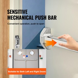 VEVOR Door Push Bar Panic Exit Device, 31” Stainless Steel Commercial Emergency Exit Door Push Bar with Exterior Lever and 3 Keys, Emergency Exit Door Hardware for 30"-36" Metal Wood Door