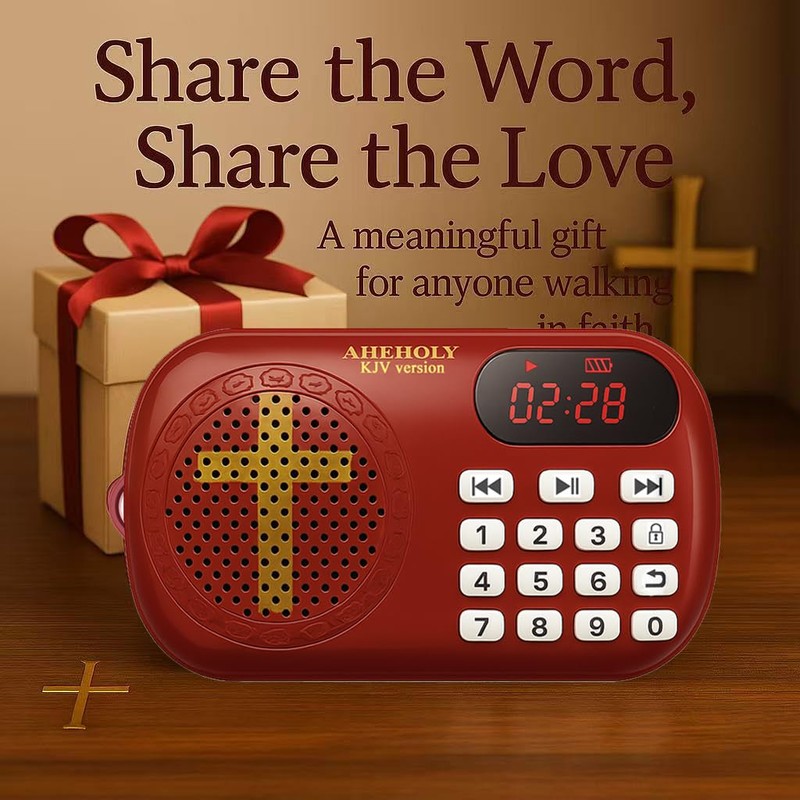 AHEHOLY KJV Audio Bible Player – Rechargeable, Loud & Clear