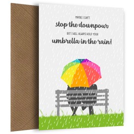 Sympathy Greetings Card | Can't Stop the Downpour, I Will Hold Umbrella in the Rain | Sympathy Cards Loss of Mum Dad Family Member or Friend | Thinking of You