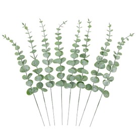 CEWOR 8pcs Eucalyptus Stems Decor 14.1 Inch Artificial Eucalyptus Leaves Fake Greenery Branches for Wedding Centerpiece Flower Floral Arrangement Farmhouse Home Decoration