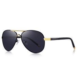 MERRY'S Men's Polarized Driving Sunglasses For Men Unbreakable Frame UV400 S8513 (Gold&Black, 61)