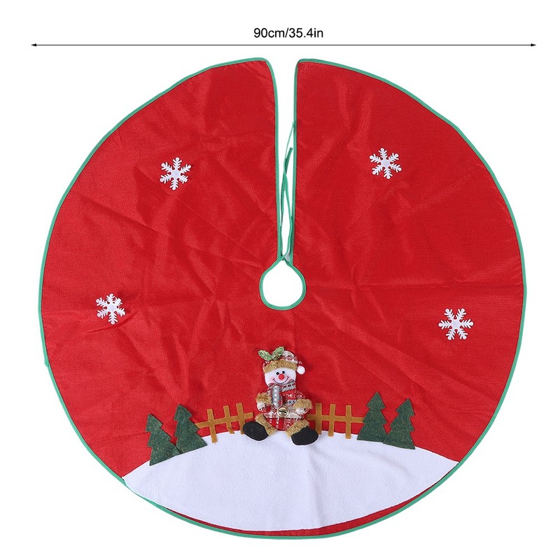 Red Flannelette Christmas Tree Skirt Base Floor Mat Apron Cover