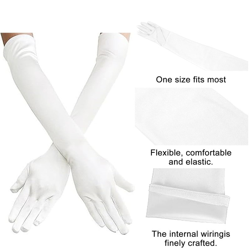 NebulaGlam 1920s Gloves Elbow Long Satin Gloves Women's Elegant Satin