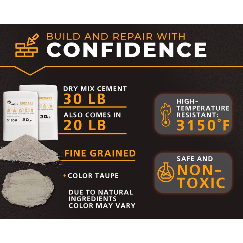 FireCast Castable Refractory Cement Mix 3110 Degree Fahrenheit 10 Lbs