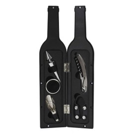 THE CONCEPT FACTORY, KV7392, Wine Box 5 Essential Accessories for Tasting, Elegant and Practical Design, Ideal for Gift, Dimensions 72 x 325 x 72 cm, Colour Black