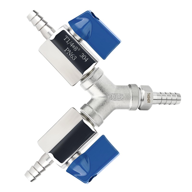 TAISHER 304 Stainless Steel 3 Way Shut Off Ball Valve，1/4"