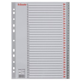 Esselte Index for A4, Cardboard Cover and 31 Plastic Dividers, Tabs with Numbers 1-31, Extra Width, Grey, 100108