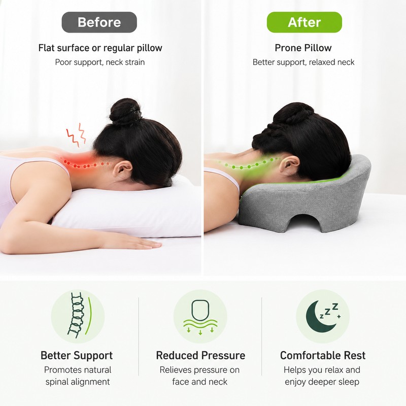 Face Down Memory Foam Pillow for Prone Rest – Ergonomic